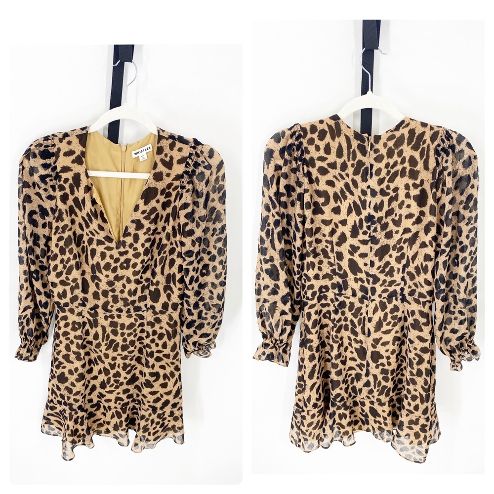 Whistles Brushed Cheetah Flippy Dress Sz 8 - Picture 5 of 9